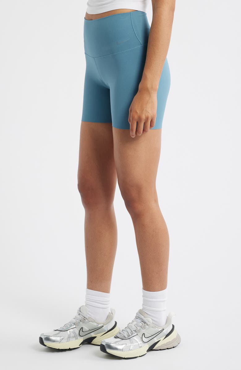 Nike Zenvy Gentle-Support High-Waisted 5-Inch Biker Shorts, Alternate, color, Smokey Blue/ Black
