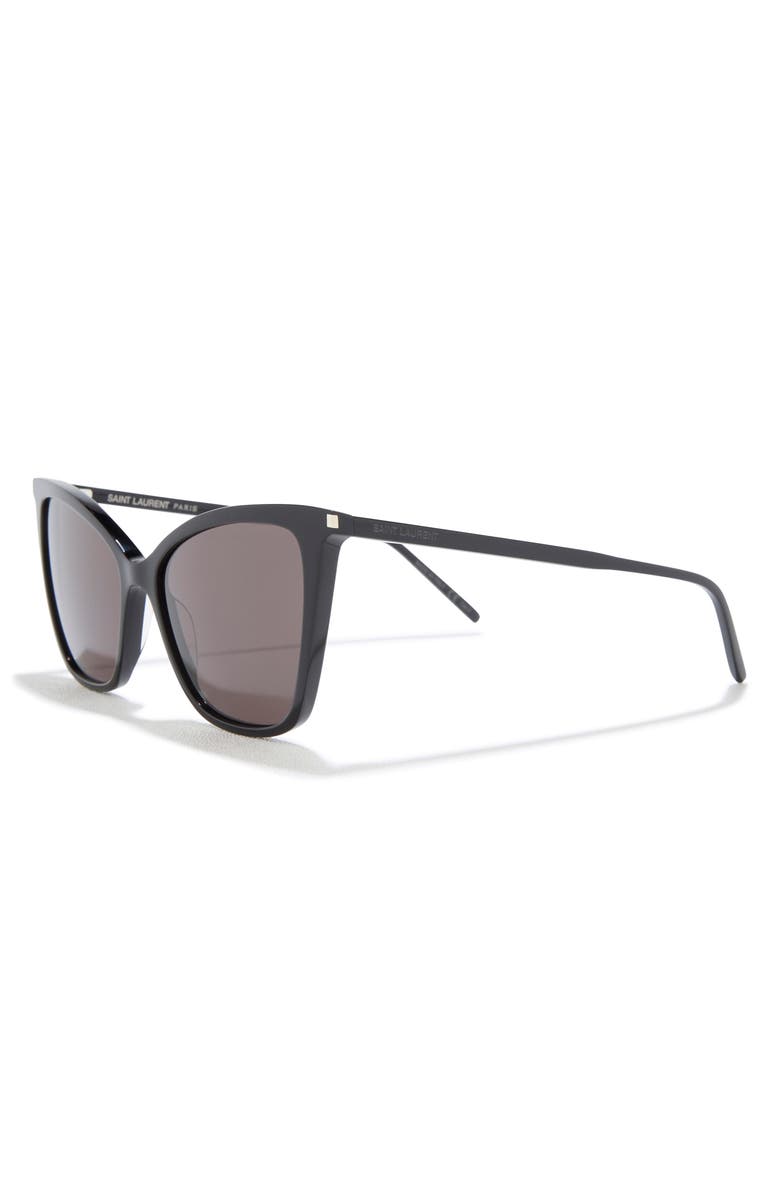Saint Laurent 55mm Cat Eye Sunglasses, Alternate, color, Black Black Black