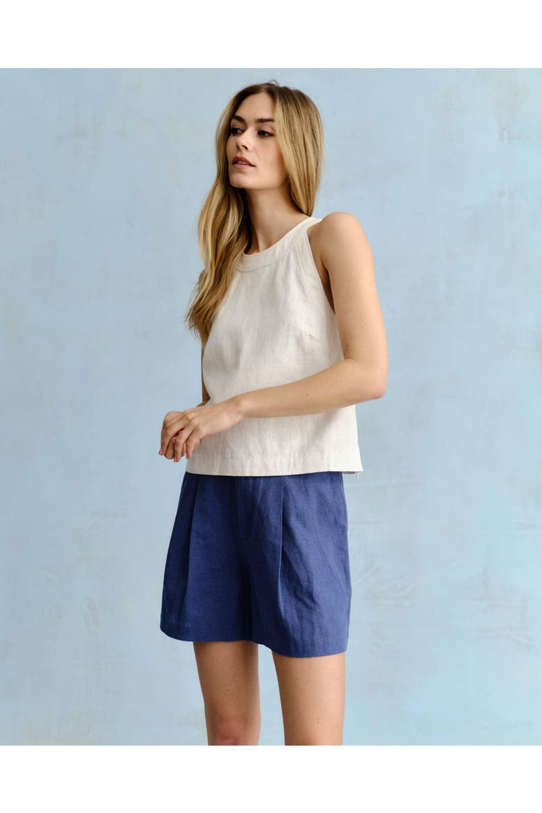 Frankie Linen Shorts, Alternate, color, Coastal Indigo
