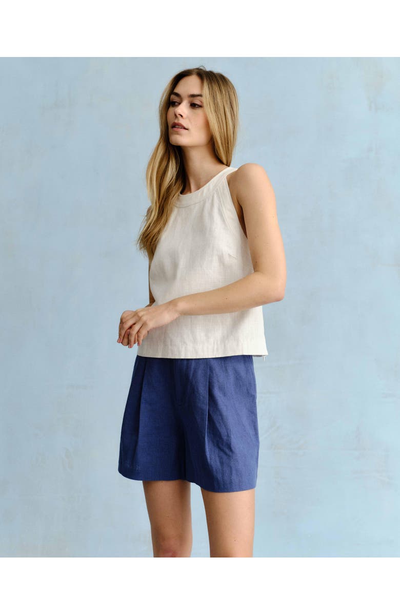 Cartolina Frankie Linen Shorts, Alternate, color, Coastal Indigo