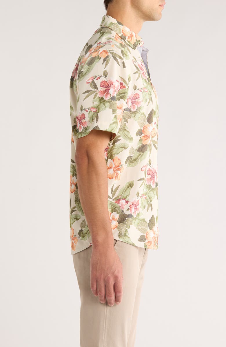 Tommy Bahama Coastal Ease Cali Grove Floral IslandZone<sup>®</sup> Short Sleeve Button-Up Shirt, Alternate, color, Cameo