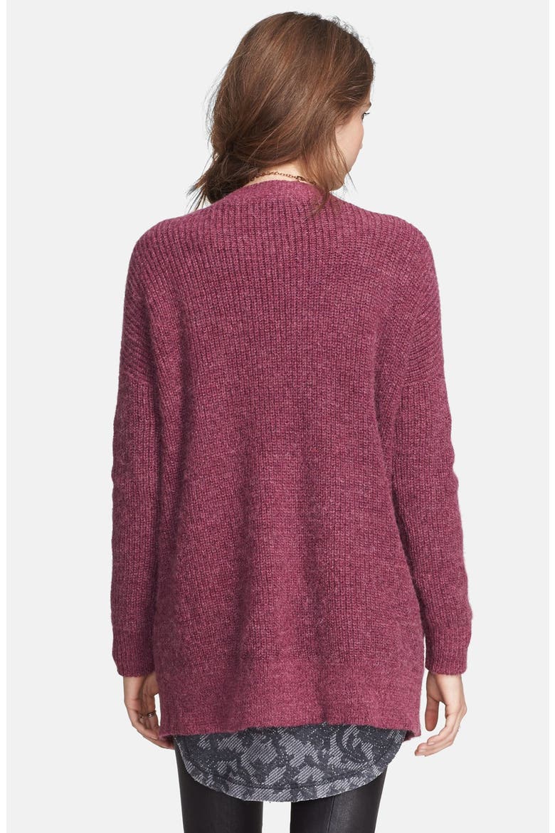 'Cloudy Day' Long Cardigan, Alternate, color, RASPBERRY COMBO