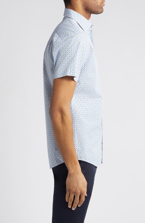 Rodd & Gunn Glenariffe Sports Fit Foulard Print Short Sleeve Cotton Button-up Shirt In Snow