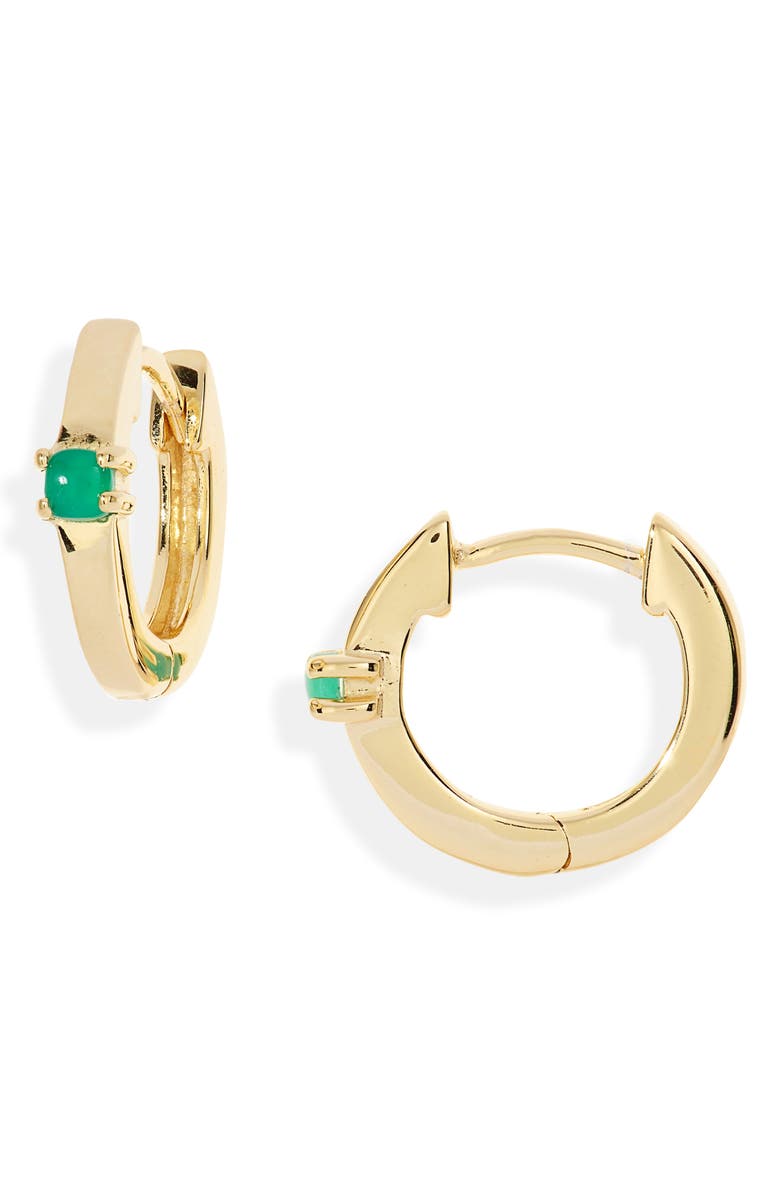 Madewell Delicate Collection Demi Fine Green Agate Huggie Mini Hoop Earrings, Main, color,