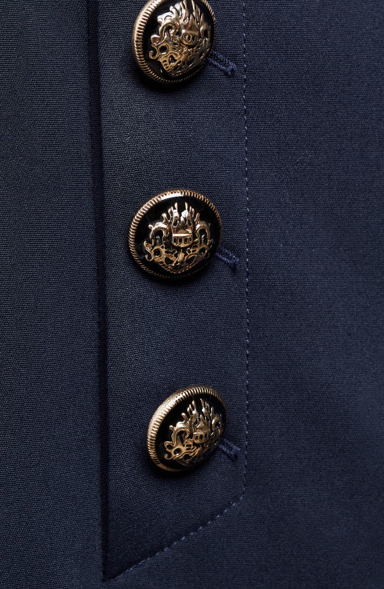 MANGO Cotton Blend Crop Sailor Pants, Alternate, color, Dark Navy