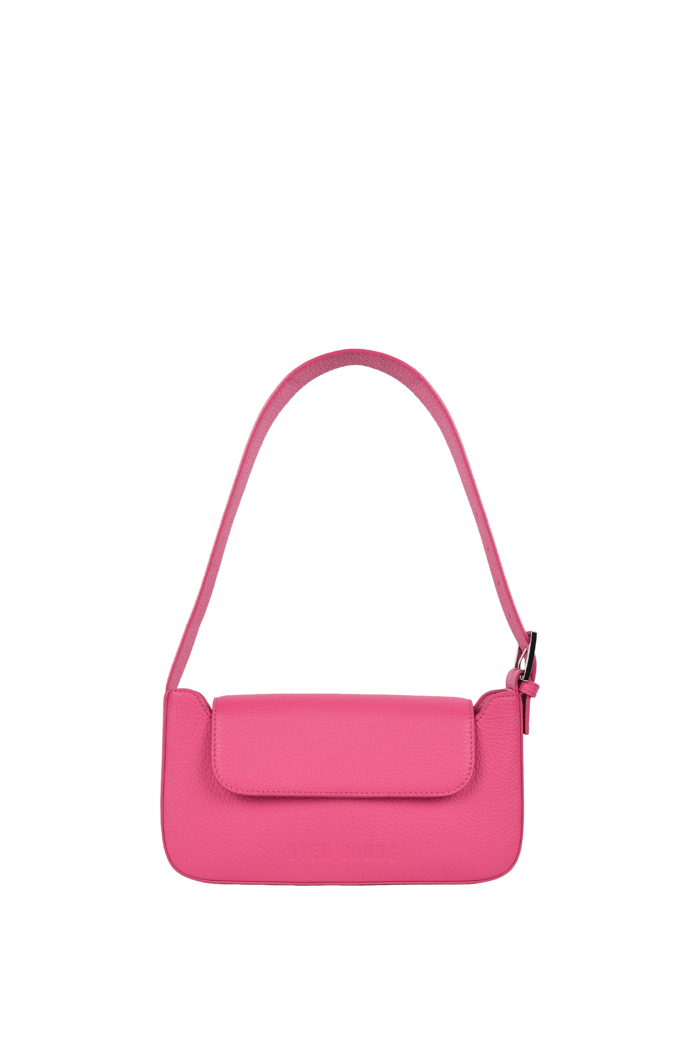 HYER GOODS Upcycled Leather Shoulder Bag with Buckle, Main, color, Fuschia