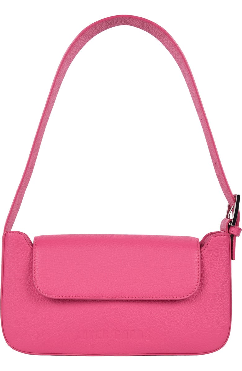 HYER GOODS Upcycled Leather Shoulder Bag with Buckle, Main, color, Fuschia