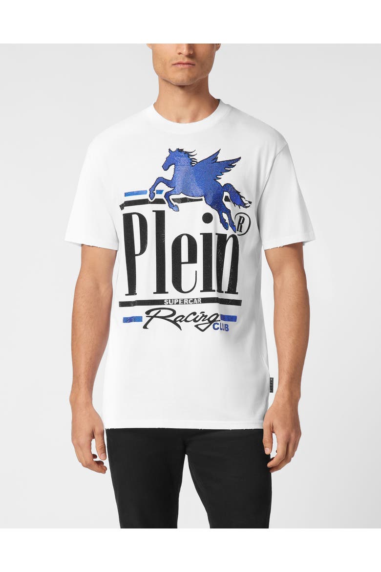 Jersey T-Shirt Round Neck Ss Racing Club Men, Main, color, white/middleblue