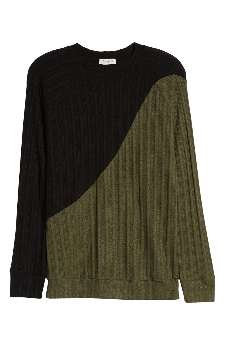 Loveappella Diagonal Colorblock Ribbed Top | Nordstrom