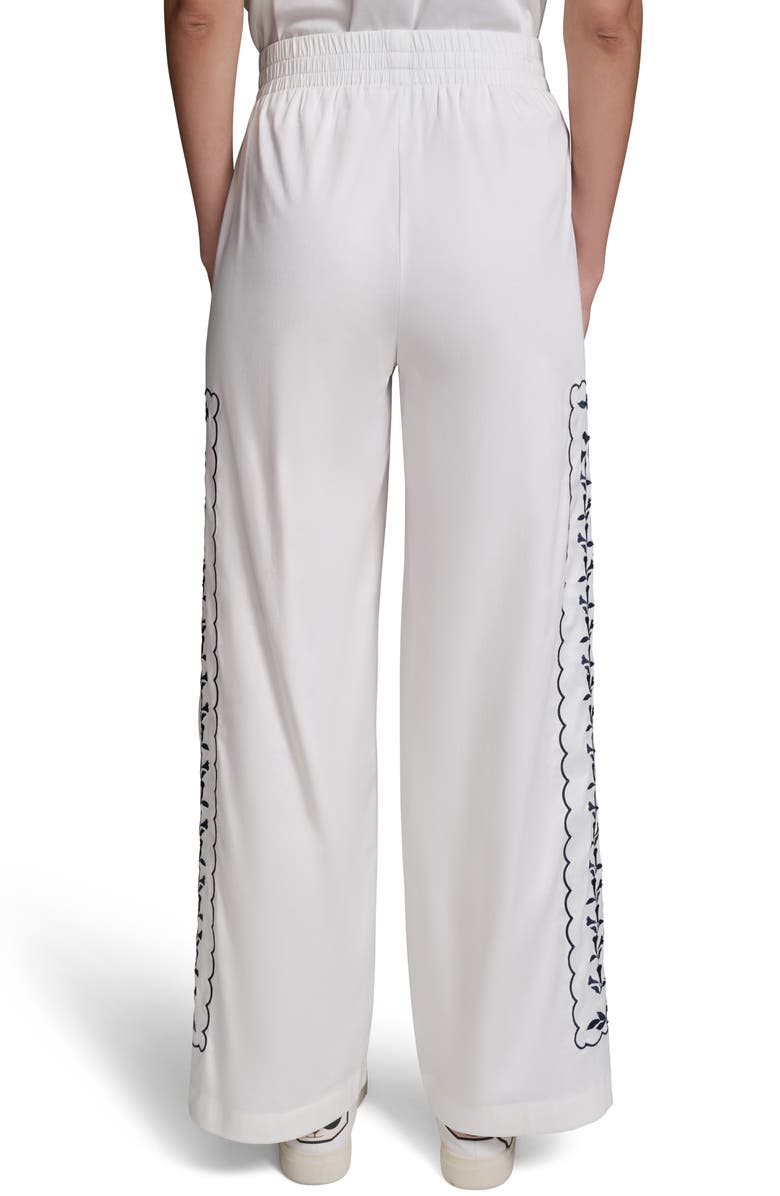 KARL LAGERFELD PARIS Embroidered Wide Leg Pants, Alternate, color,