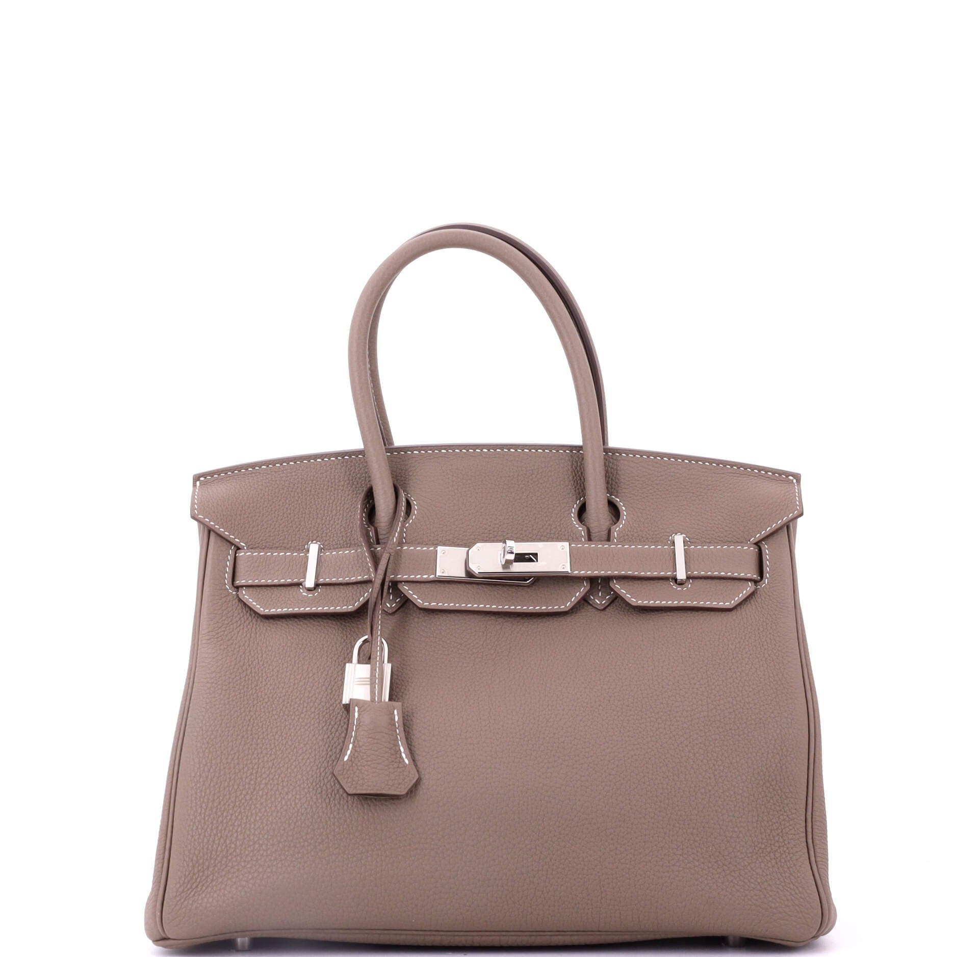 Pre-Owned Hermes Birkin Handbag Grey Togo with Palladium Hardware 30, Main, color, Etoupe