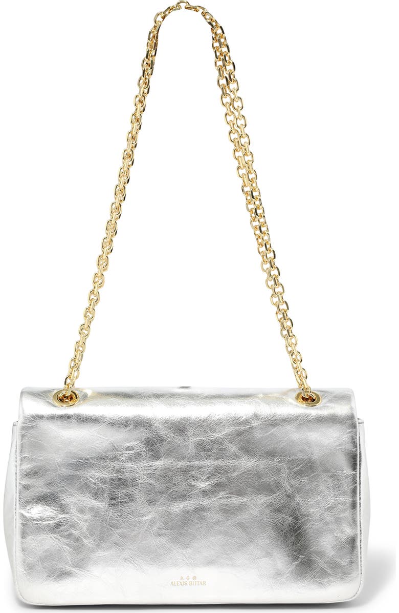 Alexis Bittar The Angular Leather Shoulder Bag, Alternate, color, Silver
