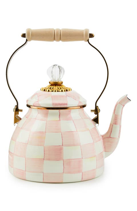 Rosy Check Enameled Steel 2-Quart Tea Kettle