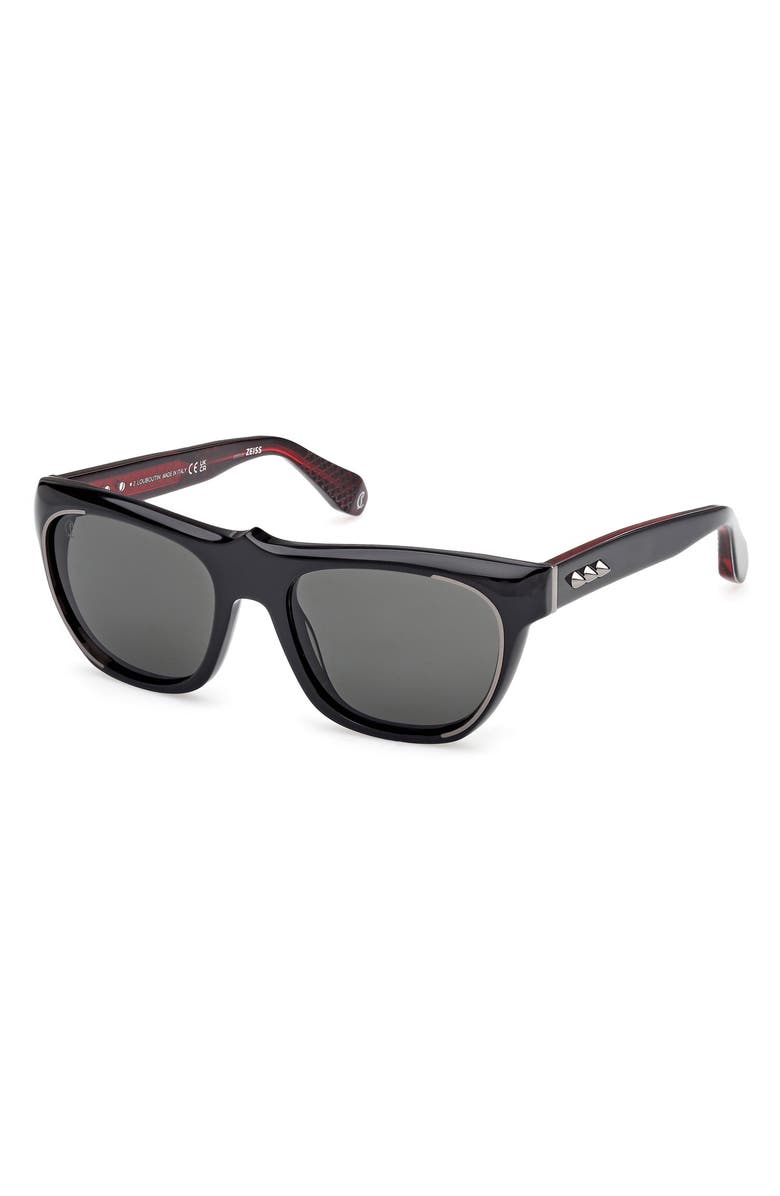 Christian Louboutin Georges 55mm Square Sunglasses, Alternate, color, Black / Gunmetal / Zeiss Smoke