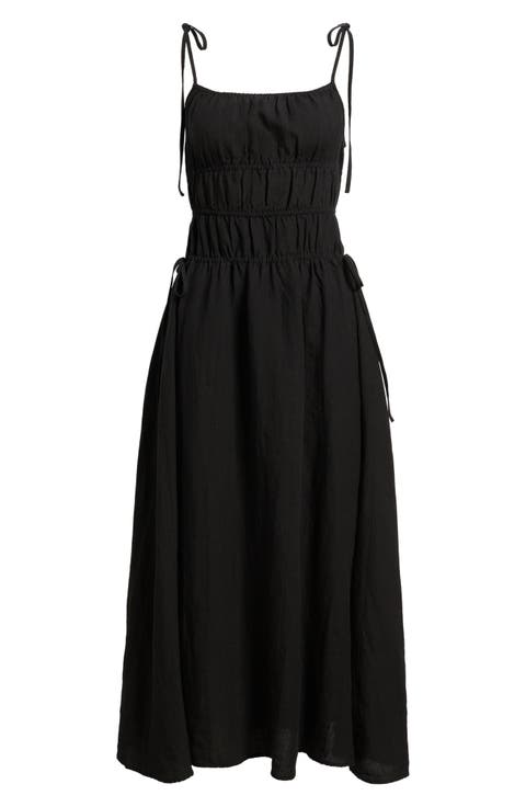 Novella Tie Strap LInen Maxi Dress
