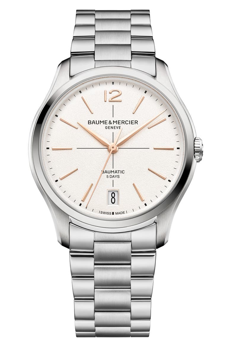 Clifton Braumatic Bracelet Watch, 39mm, Main, color, WHITE