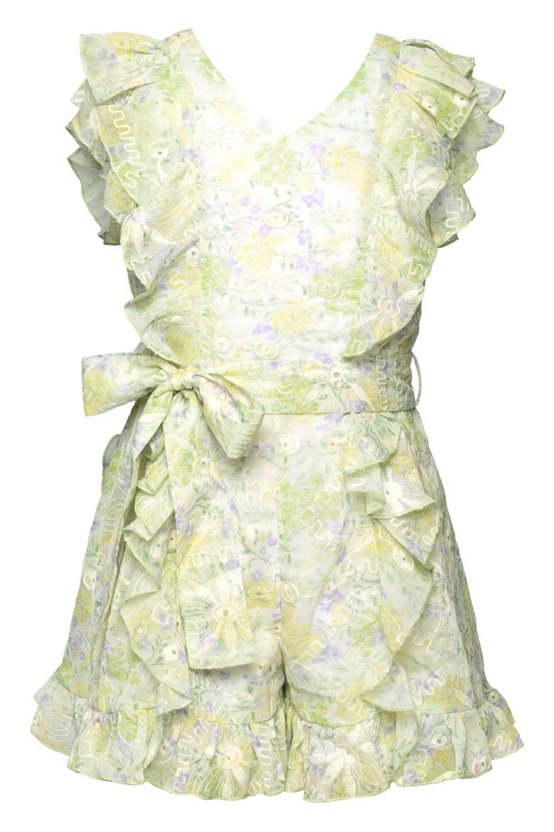 Kids' Floral Ruffle Romper, Main, color, YELLOW MULTI
