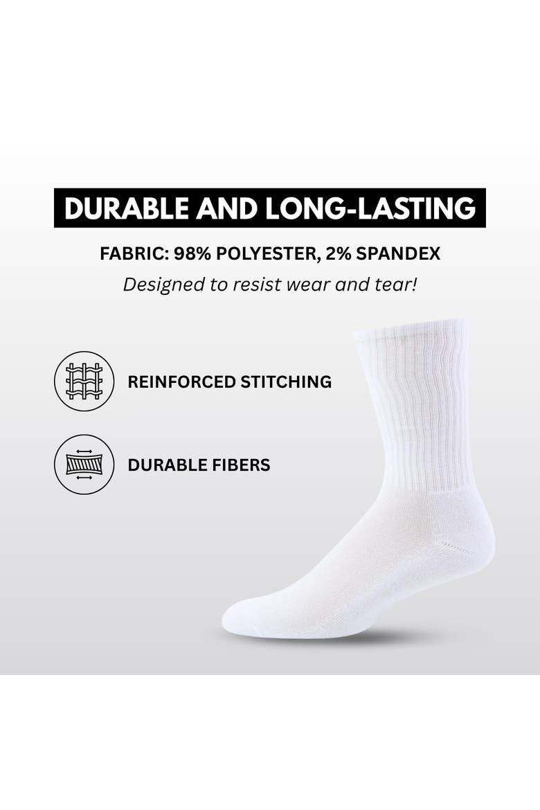 Mens 8 Pairs Crew Socks for Men Premium Athletic Men's Socks, Shoe Size 8-12, Alternate, color, White