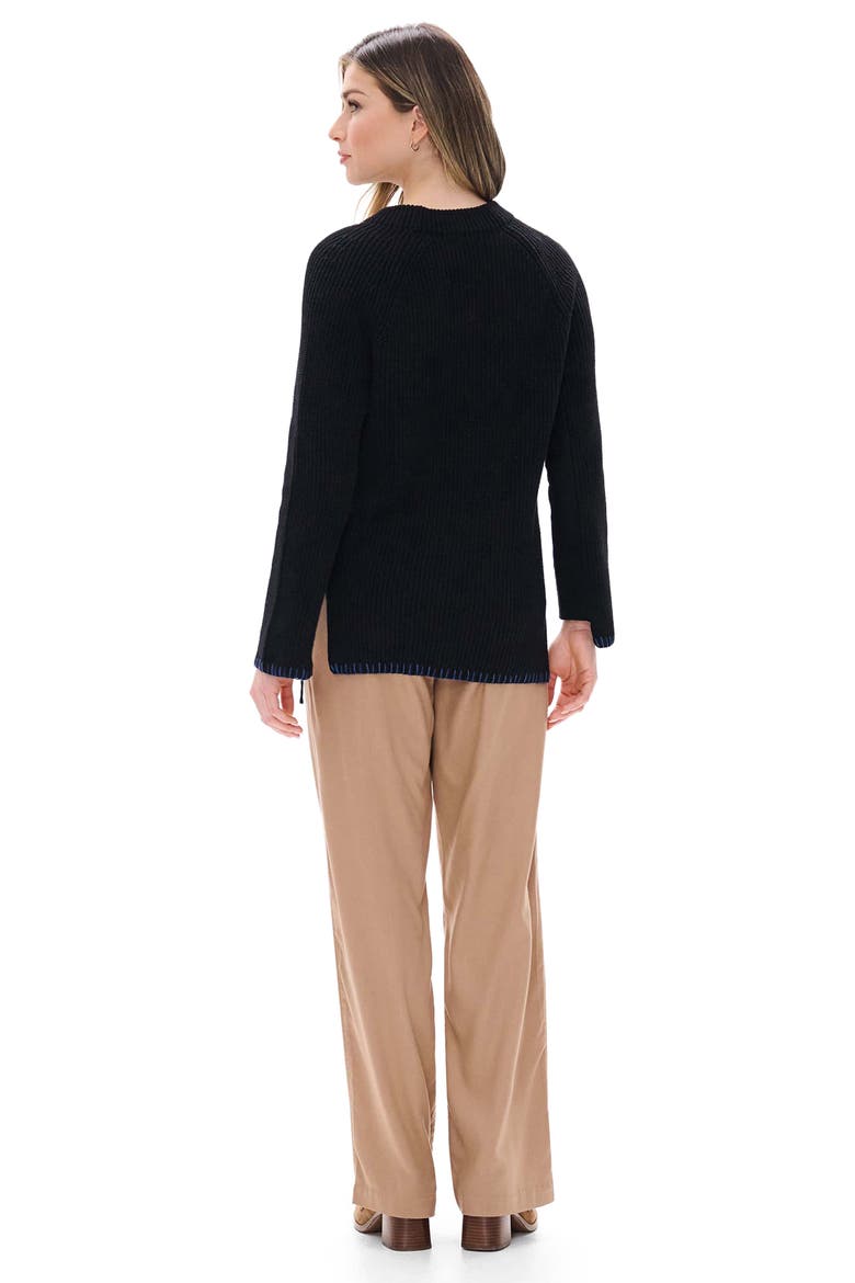 Side Zip Raglan Sweater, Alternate, color, BLACK