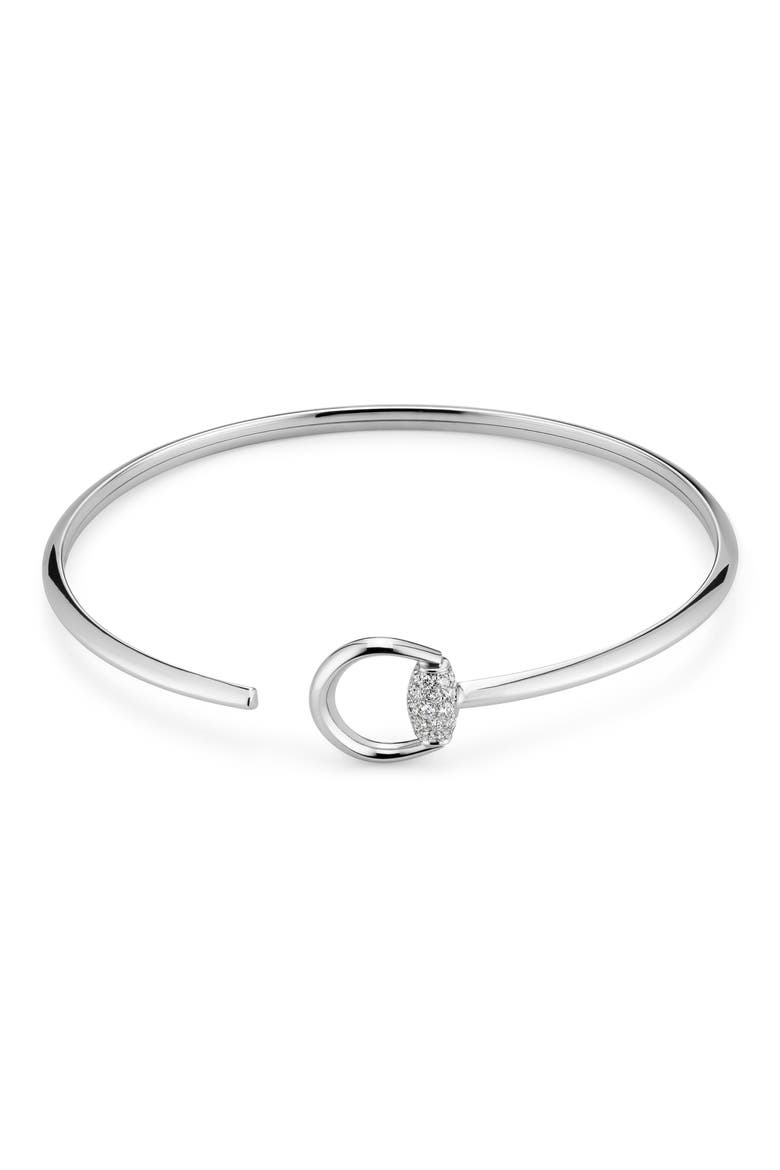 Horsebit Diamond Cuff Bracelet, Main, color, WHITE GOLD