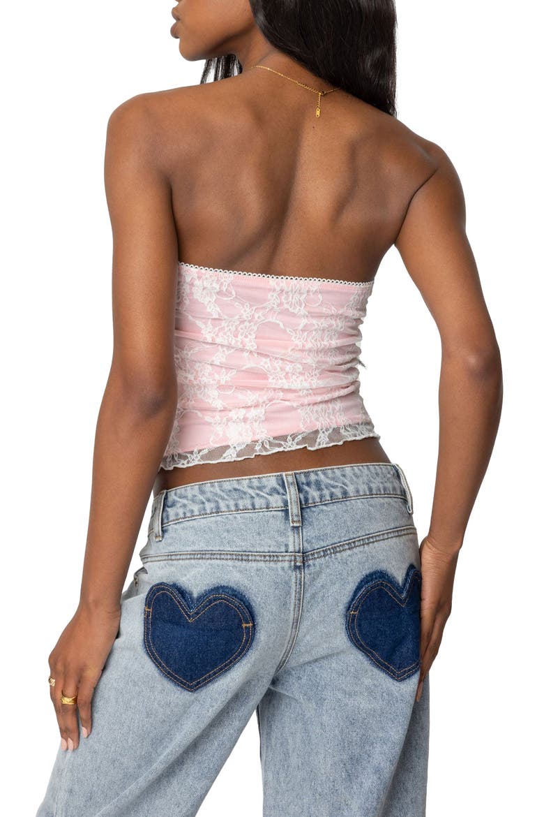 Allison Lace Crop Tube Top, Alternate, color, WHITE-AND-PINK