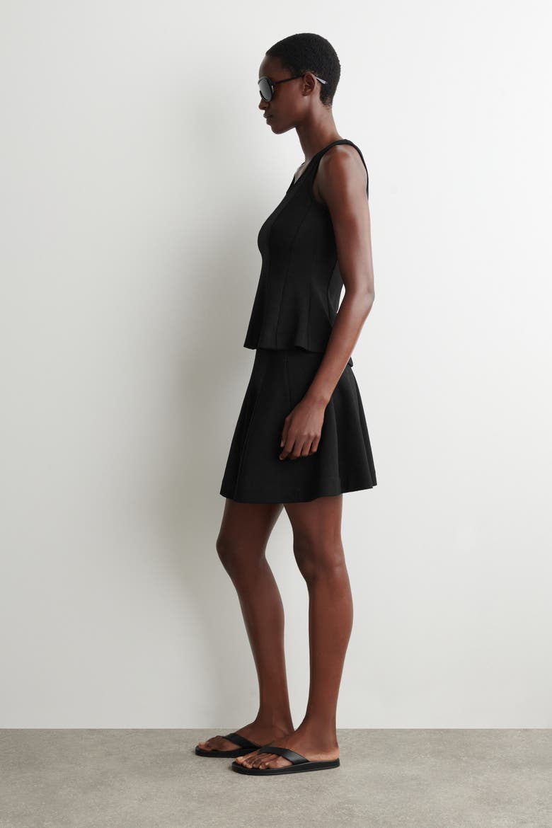 Sculpted Paneled Jersey Top, Alternate, color, BLACK