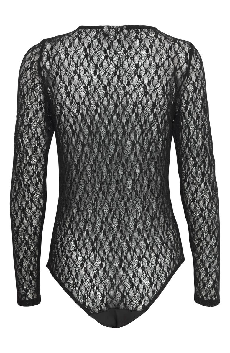 ICHI Long Sleeve Lace Bodysuit, Alternate, color, 