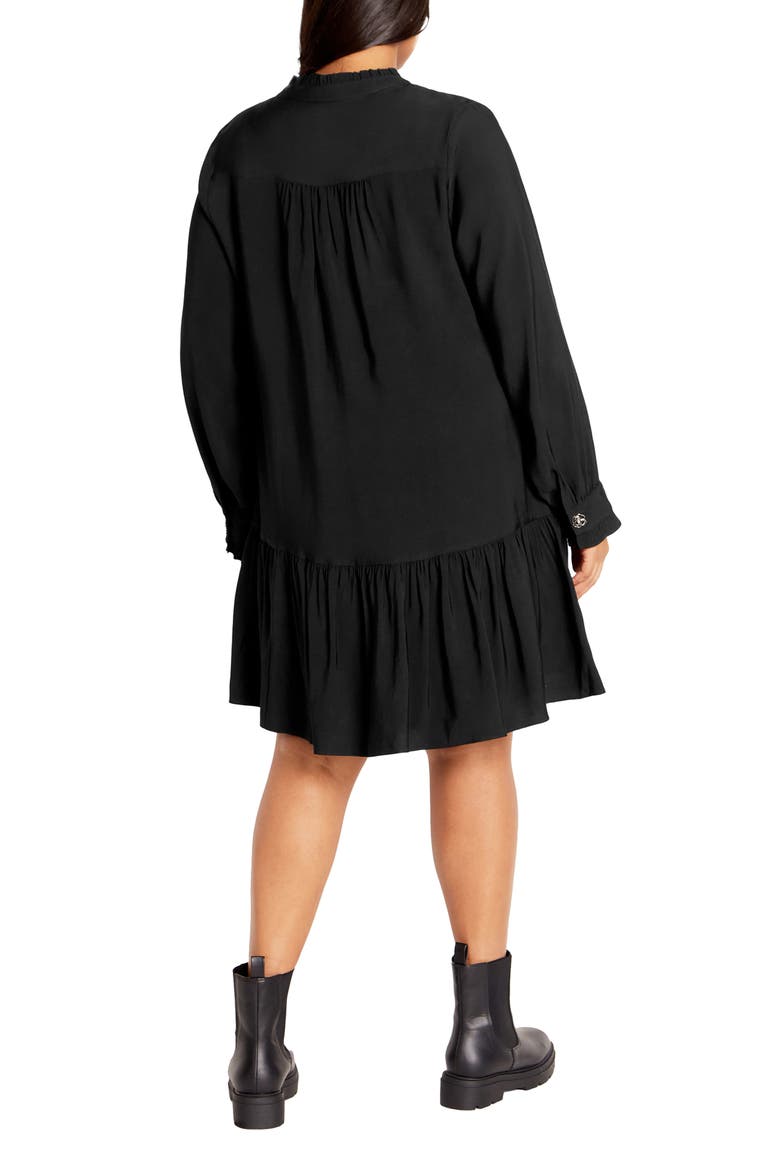 Laylo Ruffle Hem Long Sleeve Dress, Alternate, color, BLACK