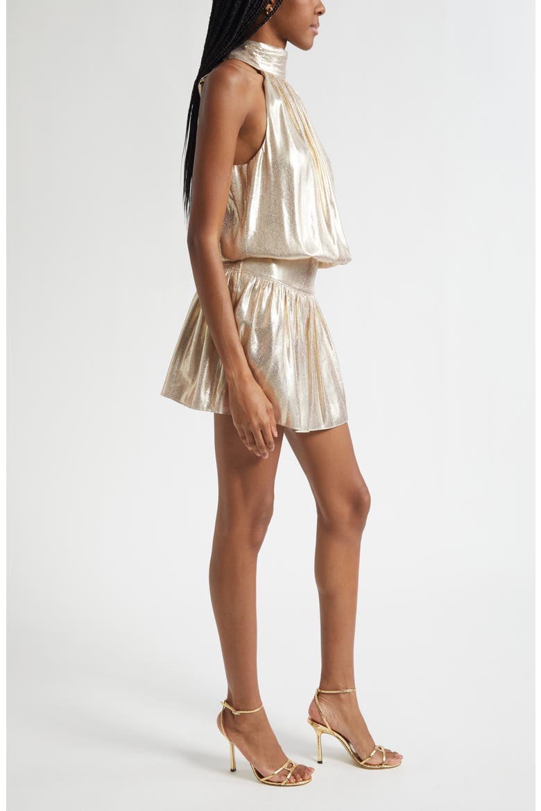 Alexi Metallic Minidress, Alternate, color, GOLD