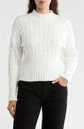 JASON WU Mock Neck Cable Knit Crop Sweater