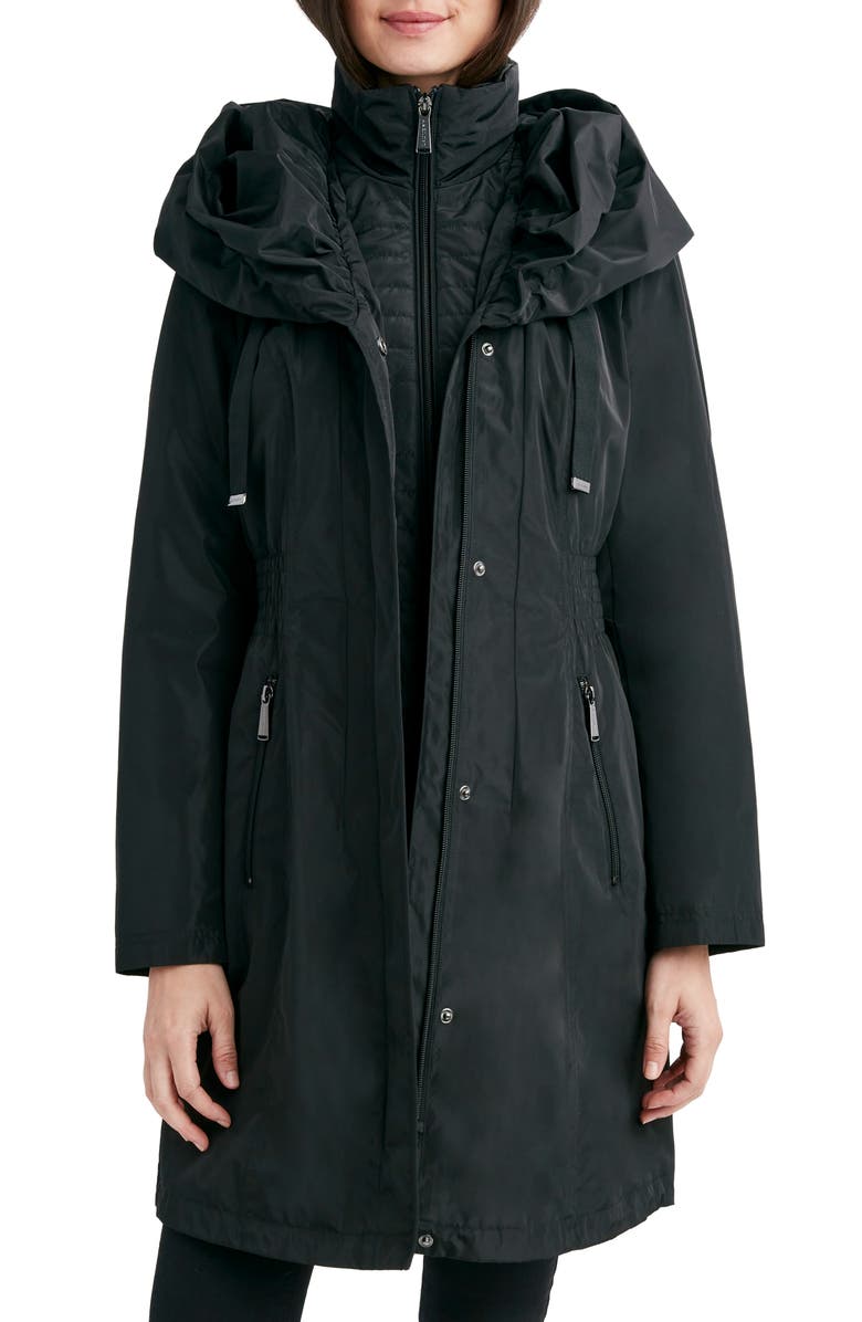 Laundry by Shelli Segal Bib Hooded Rain Jacket, Main, color,