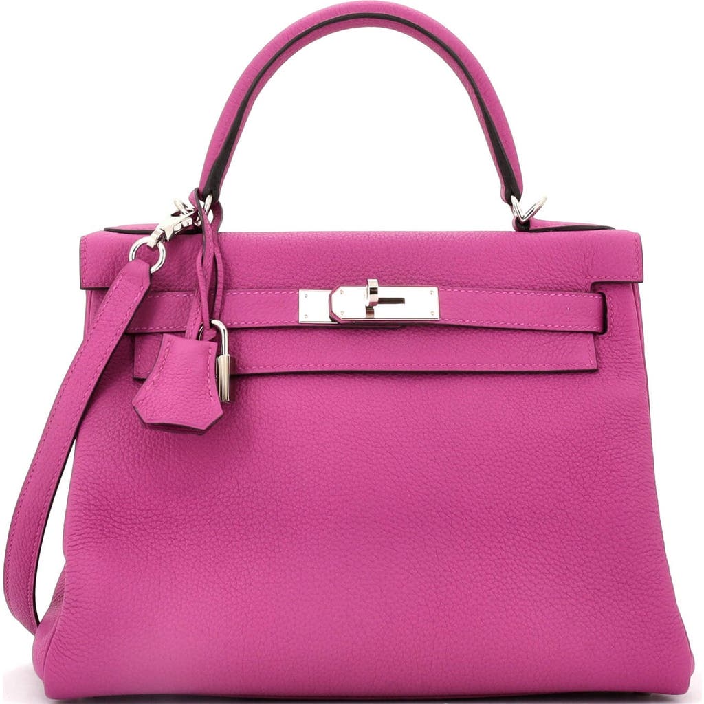 Pre-owned Hermes Hermes Kelly Handbag Pink Togo With Palladium Hardware 28 In Purple