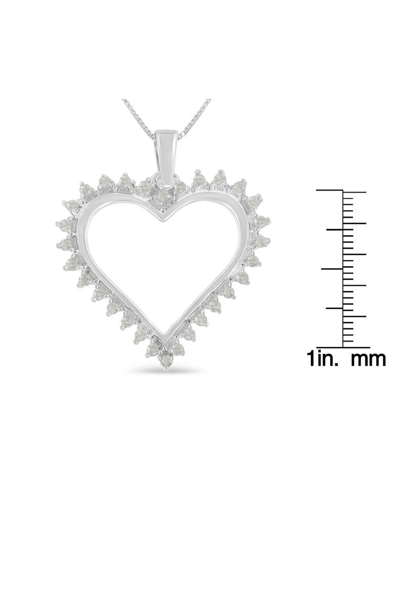 Silver 1/4 cttw 3-Prong Diamond Open Heart 18" Pendant Necklace, Alternate, color, White