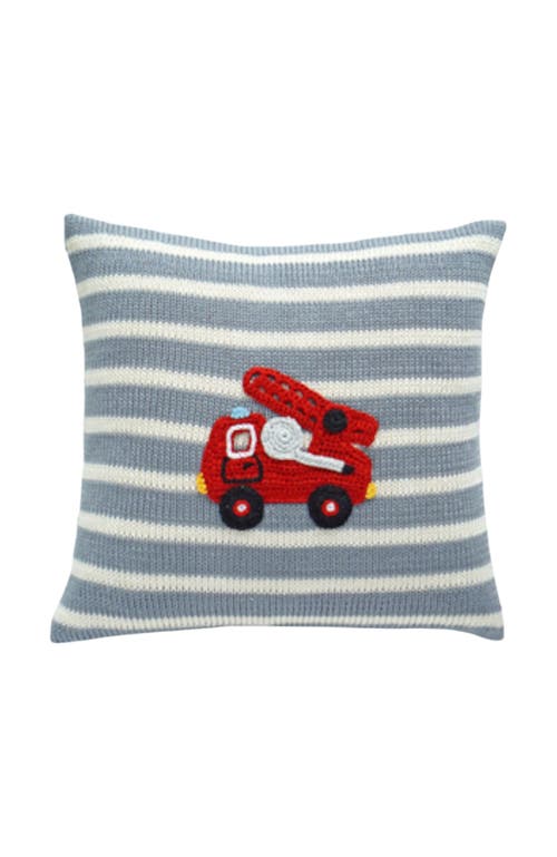 Melange Collection Knit Cotton 10 Fire Truck Pillow In Grey