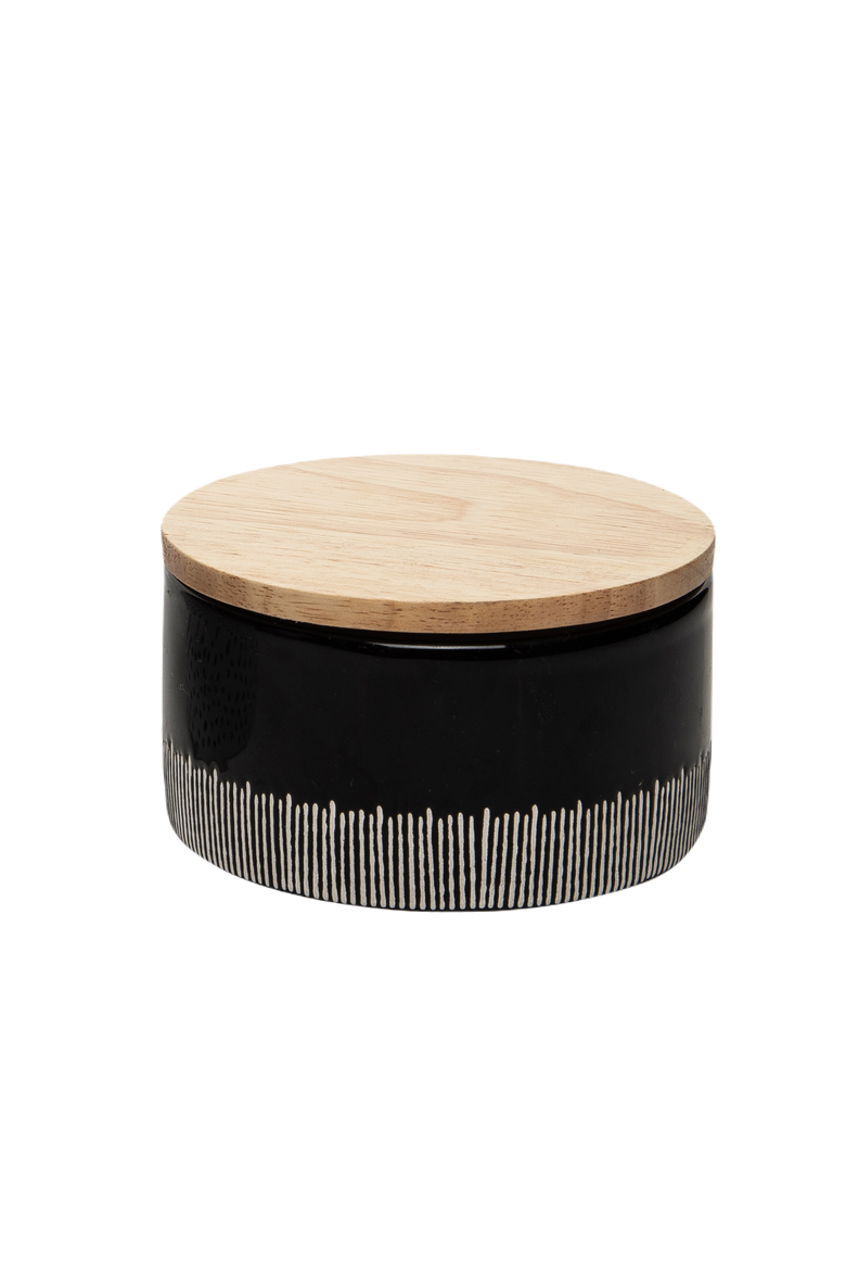 Stripe Pinch Jar Ceramic Black 9 oz, Alternate, color, Black