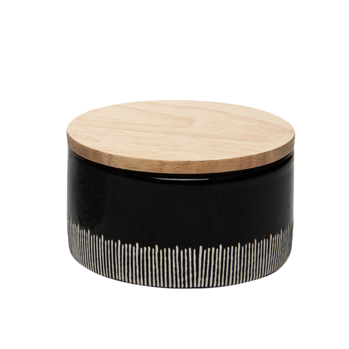 Totalee Gift Stripe Pinch Jar Ceramic Black 9 oz In Black