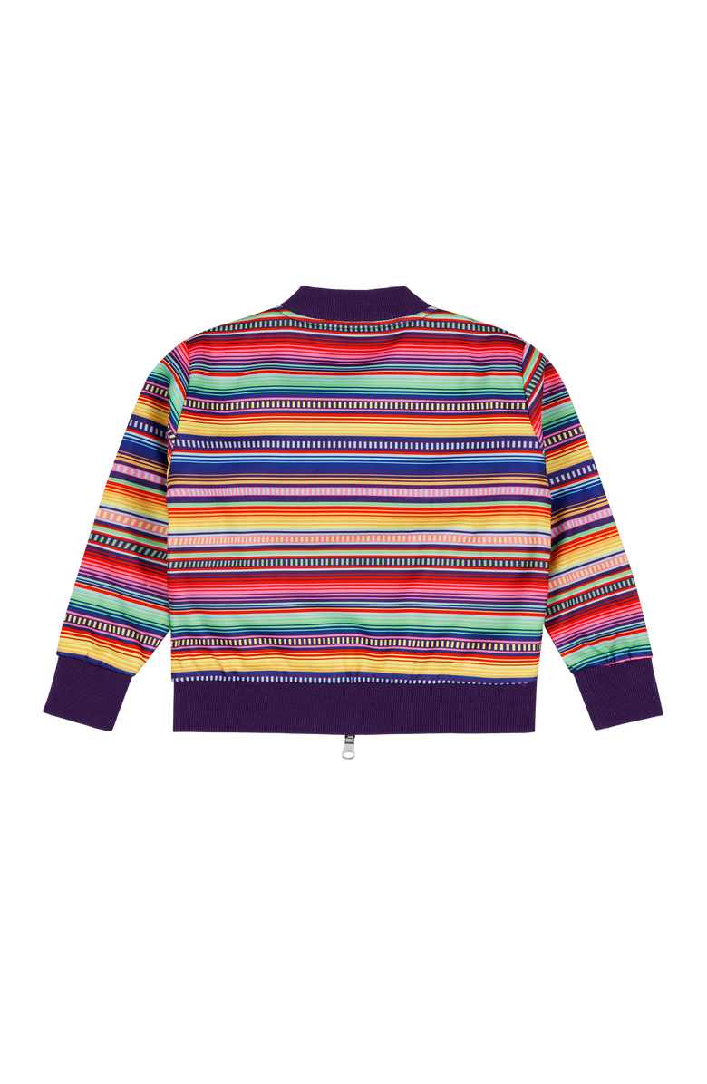 Mixed Up Clothing Girls Reversible Zip up Lightweight Bomber Jacket, Alternate, color, Purple Multicolor Stripe
