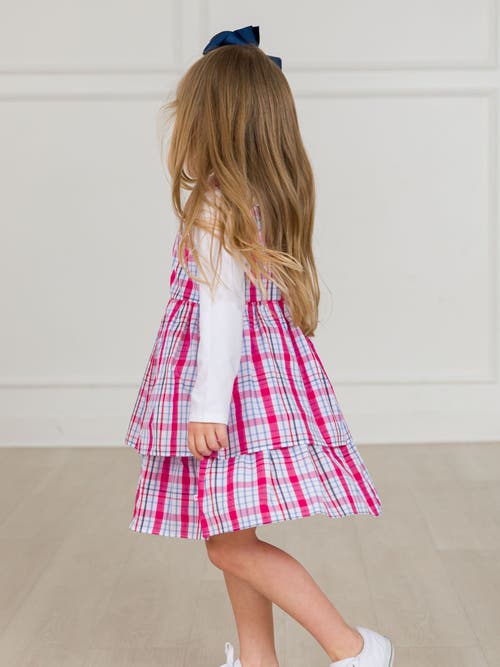 Rufflebutts Woven Bow Jumper Dress In Pink