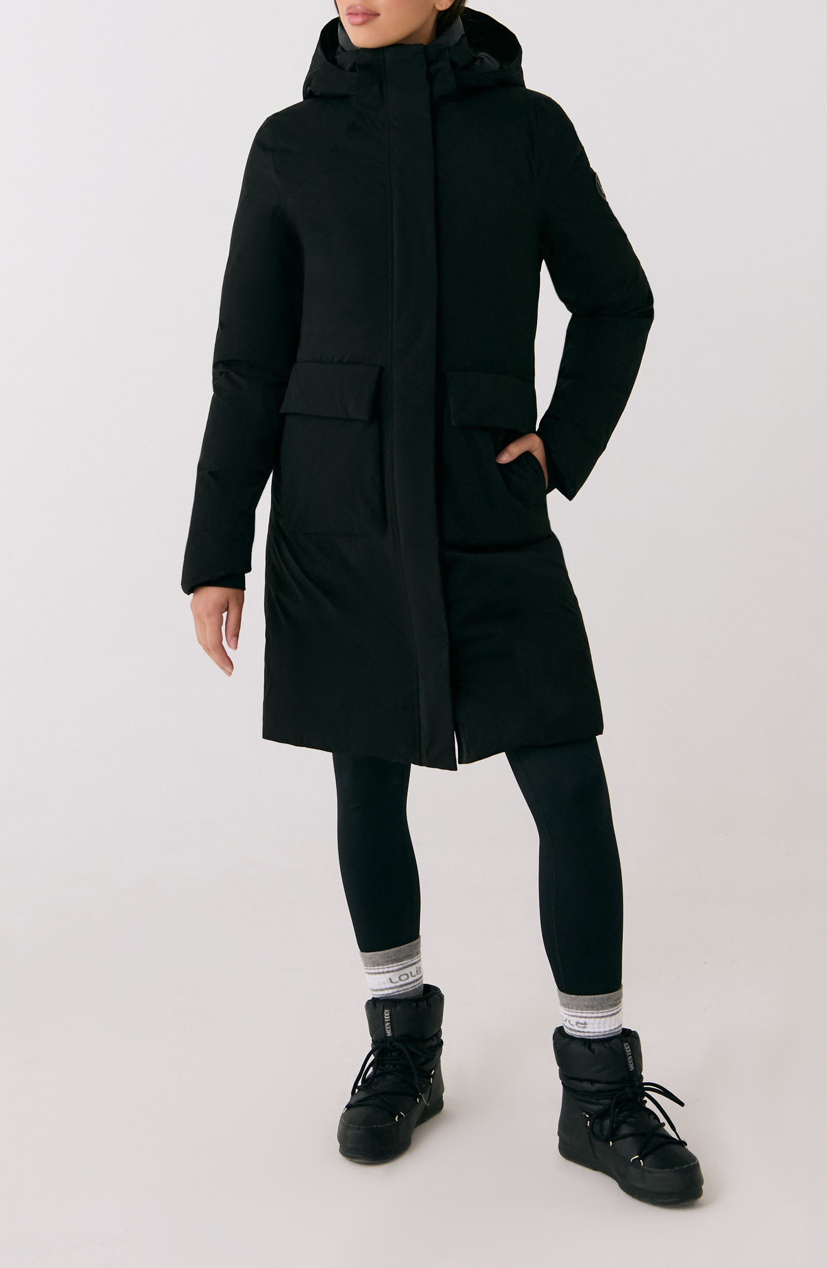 Lole Premium Waterproof Hooded 600 Fill Power Down Jacket in Black 