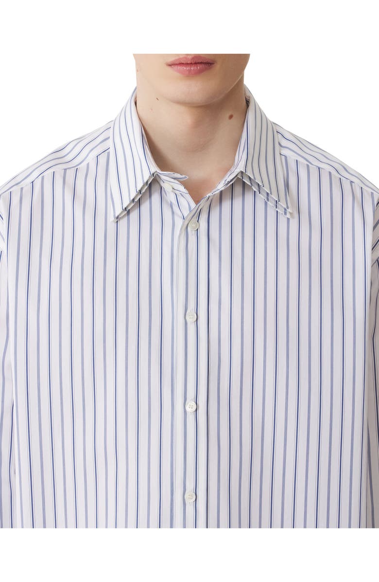 Lanvin Oversized Striped Cotton Poplin Shirt, Alternate, color, White/Black Navy