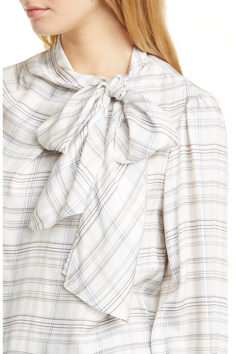 Etched Plaid Silk Blend Blouse, Alternate, color, SNOW COMBO