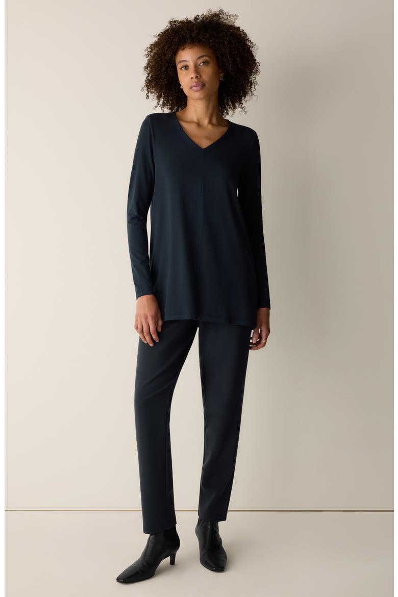 Long Sleeve V-Neck Tunic Top, Alternate, color, MARITIME