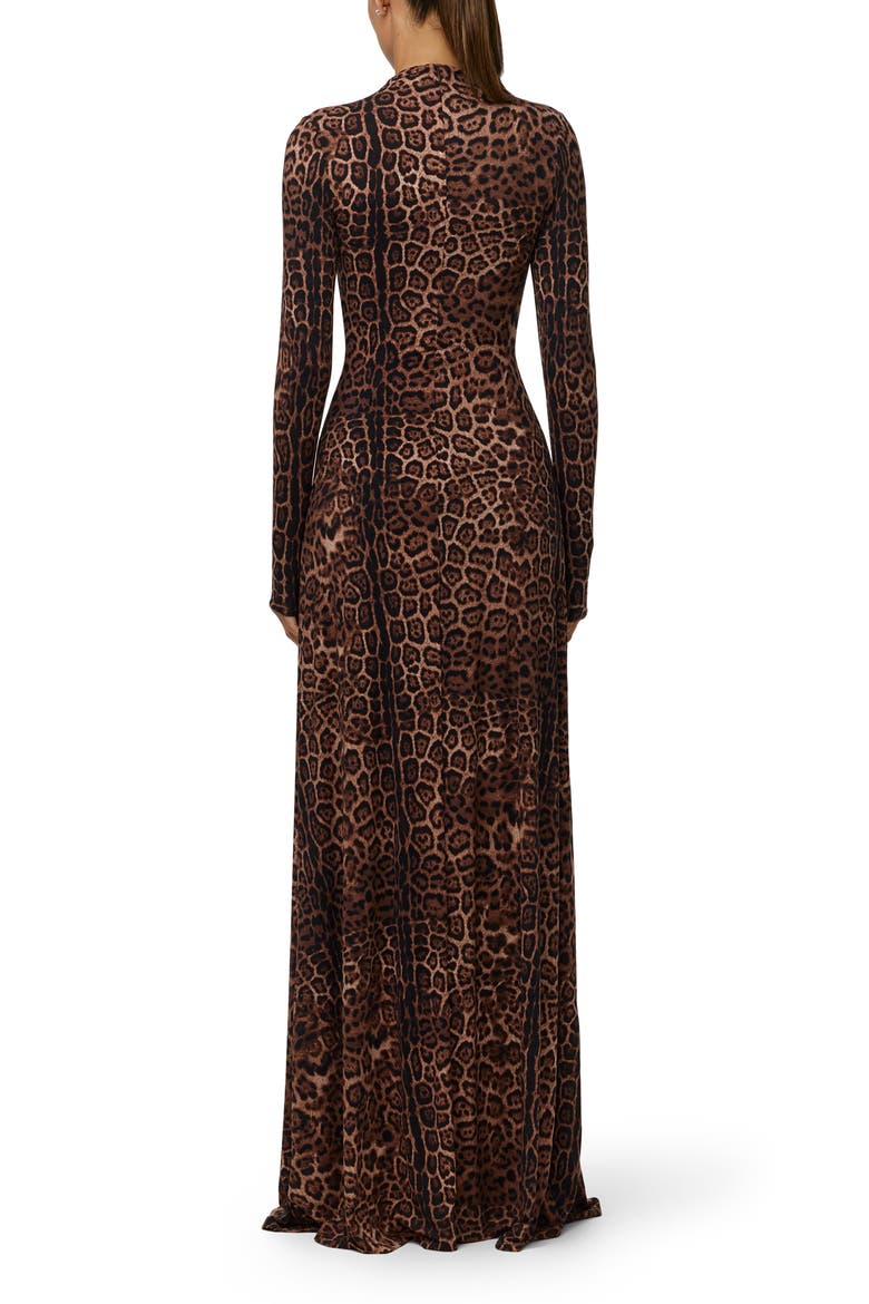 Leopard Print Long Sleeve Maxi Dress, Alternate, color, BROWN LEOPARD