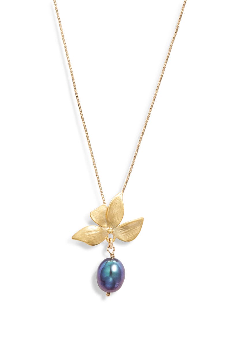 Maeve Freshwater Pearl Pendant Necklace, Main, color, GOLD / PEACOCK