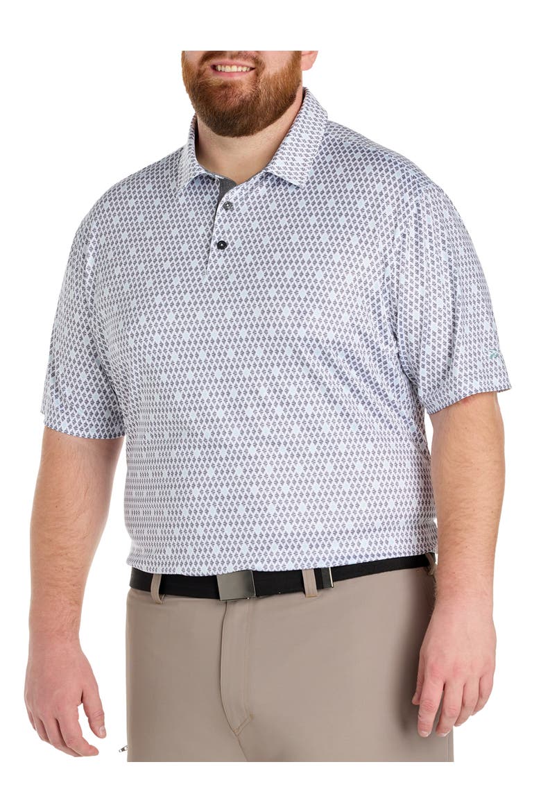 Big & Tall Contrast Diamond Print Polo Shirt, Main, color, TRANQUIL TEAL