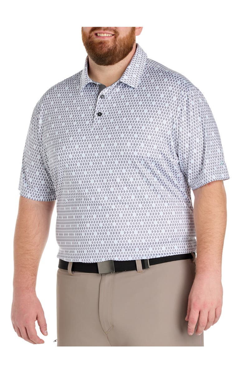 Reebok Big & Tall Contrast Diamond Print Polo Shirt, Main, color, Tranquil Teal