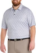 Reebok Big & Tall Contrast Diamond Print Polo Shirt