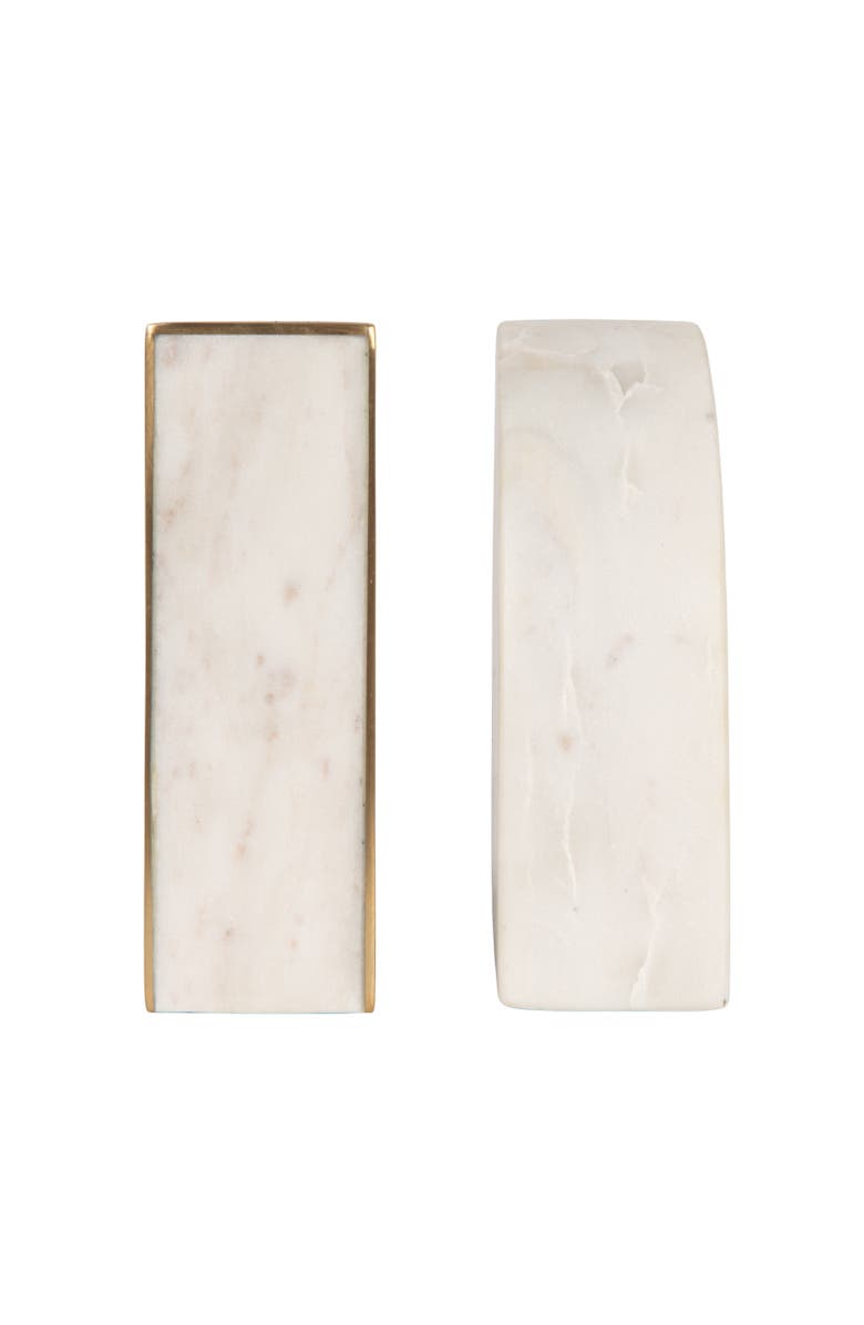 Storied Home 2-Piece Marble Bookends with Brass Inlay, Alternate, color,