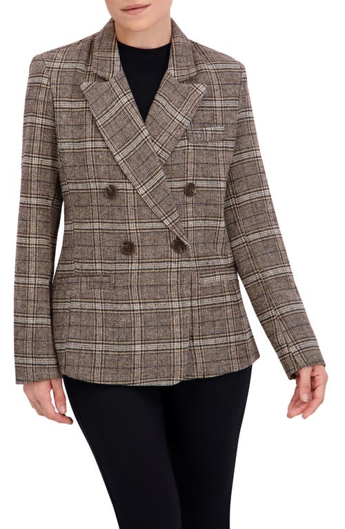 Ookie & Lala Plaid Double Breasted Blazer In Brown
