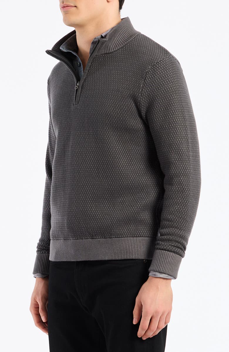 Robert Graham Walton Cotton & Silk Quarter Zip Sweater, Alternate, color, Charcoal